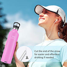 Load image into Gallery viewer, OMORC 316 Stainless Steel Water Bottle-34oz,Double Wall Vacuum Insulated Water Bottle,Stay Cold for 48 Hrs,Hot for 24 Hrs, Wide Mouth Thermo Travel Sports Water Bottle with Straw and 2 Lids-Pink
