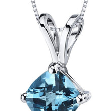 Load image into Gallery viewer, 14 Karat White Gold Cushion Cut 1.00 Carats Swiss Blue Topaz Pendant