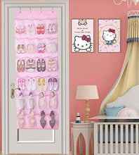 Load image into Gallery viewer, MISSLO Kids Shoe Organizer Door Hanging Baby Closet Storage over the Rack Breathable 24 Large Mesh Pockets for Toddler Girl, Pink