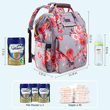 Load image into Gallery viewer, Kaome Diaper Bag Backpack, Upgraded Large Capacity Multifunction Nappy Bags, Waterproof Baby Bag Floral Insulated Durable Travel Maternity Back Pack for Baby Girls with Diaper Pad Bottle Bag (Floral)