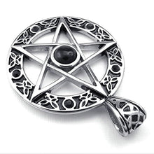 Load image into Gallery viewer, Jonline24h Mens Celtic Pentagram Stainless Steel Pendant Necklace, Black Silver, 18-26 inch Chain(24 Inches)