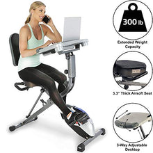 Load image into Gallery viewer, Exerpeutic ExerWorK 1000 Fully Adjustable Desk Folding Exercise Bike with Pulse
