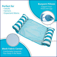 Load image into Gallery viewer, Aqua 4-in-1 Monterey Hammock Inflatable Pool Float, Multi-Purpose Pool Hammock (Saddle, Lounge Chair, Hammock, Drifter) Pool Chair, Portable Water Hammock, Light Blue/White Stripe