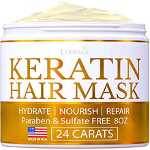 Load image into Gallery viewer, Keratin Hair Mask - Repairs Dry & Damaged Hair - Professional Keratin Hair Treatment with Avocado Oil - Aloe Vera - Vitamin E - Made in USA - Effective Keratin Complex - Anti Frizz