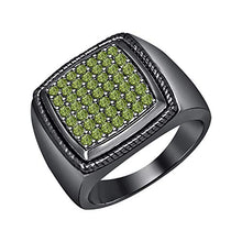 Load image into Gallery viewer, tusakha 14k Black Gold Plated 0.75 CT Green Tourmaline Accent Wedding Band Ring for Men's.