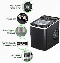 Load image into Gallery viewer, AGLUCKY Countertop Ice Maker Machine, Portable Ice Makers Countertop, Make 26 lbs ice in 24 hrs,Ice Cube Rready in 6-8 Mins with Ice Scoop and Basket (Black)