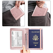 Load image into Gallery viewer, ACdream Passport and Vaccine Card Holder Combo, Cover Case with CDC Vaccination Card Slot, Leather Travel Documents Organizer Protector, with RFID Blocking, for Women and Men, Rose Gold