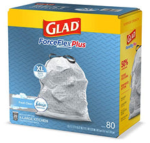Load image into Gallery viewer, Glad ForceFlexPlus XL Grey Kitchen Drawstring Trash Bags, Febreze, 20 Gal, 80 Ct (Package May Vary)