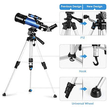Load image into Gallery viewer, TELMU Telescope, 70mm Aperture 400mm AZ Mount Astronomical Refracting Telescope Adjustable(17.7In-35.4In) Portable Travel Telescopes with Backpack, Phone Adapter