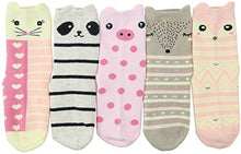 Load image into Gallery viewer, Hzcojulo Kids Toddler Big Little Girls Fashion Cotton Crew Cute Socks -5 Pairs Gift Set,Multicolor-BOV,Shoe size 13-3.5/L/7-10 Years
