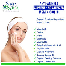 Load image into Gallery viewer, Sage Organix Anti Aging Supreme Moisturizer Cream + Vit C, CoQ10, MSM, HA & Glycolic, Organic Natural Collagen Boosting Firming Hydrating Face & Body Cream, A Day/Night Anti Wrinkle Cream