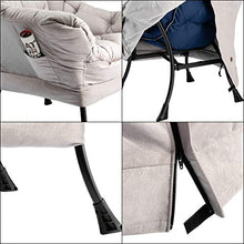 Load image into Gallery viewer, HollyHOME Modern Fabric Lazy Chair, Accent Contemporary Lounge Chair, Single Steel Frame Leisure Sofa Chair with Armrests and A Side Pocket, Grey