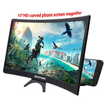 Load image into Gallery viewer, jteman 12'' Curved Screen Magnifier Mobile Phone 3D Magnifier Projector Screen for Movies, Videos, and Gaming Foldable Phone Stand with Screen Amplifier for iPhone,All Smartphones