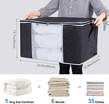 Load image into Gallery viewer, Lifewit Large Capacity Clothes Storage Bag Organizer with Reinforced Handle Thick Fabric for Comforters, Blankets, Bedding, Foldable with Sturdy Zipper, Clear Window, 3 Pack, 90L, Black