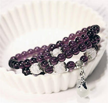 Load image into Gallery viewer, Natural Amethyst Bracelet ,6mm Purple Agate Stone Beads Stretchy Bracelet Dolphin Opal Beaded Mala Beads Necklace Healing Chakra Dolphin Opal Mala Beaded for Women