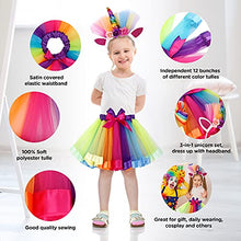 Load image into Gallery viewer, Simplicity Rainbow Tutu for Girls Princess Tutu Layered Tulle Dress up Toddler Tutu Skirt Unicorn Tutu with Headband Hair Bow