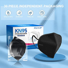 Load image into Gallery viewer, FGCCJP KN95 Face Mask 30pcs Disposable Face Masks Individual Packed Safety 5 Layers Breathable Cup Dust Masks Filtration>95% for Adults Men Women(Black)