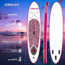 Load image into Gallery viewer, CORALSEA Inflatable Paddle Board, 10‘6"x30"x6" Ultra-Light Stand Up Boards with ISUP Accessories & Backpack for All Skill Levels Include Leash, Adjustable Paddle, Pump, Repair Kit, Youth & Adult, Pink