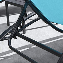 Load image into Gallery viewer, PURPLE LEAF Patio Chaise Lounge Sets 3 Pieces Outdoor Lounge Chair Sunbathing Chair with Headrest and Table for All Weather, Turquoise Blue