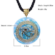 Load image into Gallery viewer, Orgonite Energy Pendant Orgone Amazon Stone Necklace Horus Eye All-Seeing Eyes Devil'S Eye Necklace Amulet Magnetic Jewelry