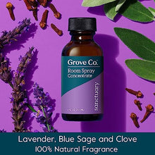 Load image into Gallery viewer, Grove Co. Liquid Air Freshener Refills (2 x 1oz) + Room Spray Glass Bottle, SANCTUARY Room Fragrance - 100% Natural Lavender, Blue Sage & Clove Fragrance