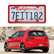 Load image into Gallery viewer, LivTee 4 Holes Stainless Steel License Plate Frames, 2 PCS Car Licence Plate Covers Slim Design with Bolts Washer Caps for US Vehicles, Red