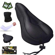 Load image into Gallery viewer, Karetto Bike Gel & Foam Seat Cover Excercise Bicycle Saddle Cover with Drawstring, Rain and Dust Resistant,Reflective Band Bandanas ,Soft Cover for Mountain, Road and Cruiser Bikes…