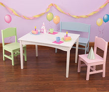 Load image into Gallery viewer, KidKraft Nantucket Wooden Table with Bench and 2 Chairs, Multicolored, Children's Furniture - Pastel, Gift for Ages 3-8