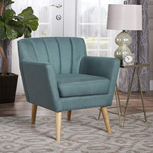 Load image into Gallery viewer, Christopher Knight Home Merel Mid-Century Modern Fabric Club Chair, Dark Teal / Natural