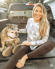 Load image into Gallery viewer, BTFBM Women Camouflage Print Long Sleeve Crew Neck Loose Fit Casual Sweatshirt Pullover Tops Shirts (Light Green, Large)