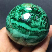 Load image into Gallery viewer, DingSheng Natural Green Malachite Ball Quartz Crystal Sphere Mineral Specimen Healing Crystal Stone Home Dcoration & Free Pouch & Wood Stand (50-53mm)