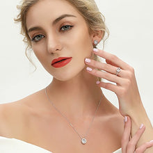 Load image into Gallery viewer, YL Round Halo Necklace Sterling Silver Dancing Diamond Solitaire Pendant Round Cubic Zirconia Jewelry for Women
