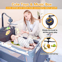 Load image into Gallery viewer, SKIH 5 in 1 Baby Bedside Sleeper, Baby Bassinet, Bedside Cribs with Toys & Music Box, Mattress, Foldable Baby Playard, Portable Travel Crib for Girl Boy Infant Newborn (Grey)