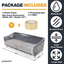 Load image into Gallery viewer, PROTECTO Plastic Couch Cover for Moving - 6 mil Thick Waterproof Recliner, Armchair Slipcover with Tape - Clear Sofa Protector Against Dust, Stain – Furniture Storage Bags 120 x 71.5 inch 1pc