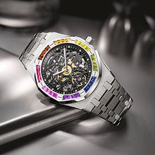 Load image into Gallery viewer, Automatic Mechanical Watch Skeleton Stainless 50M Waterproof Anti Shock Casual Diver Men Wrist Watch Sterling Watches Chronograph Analog Business Casual Fashion Adjustable Stainless Steel Band