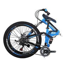 Load image into Gallery viewer, Eurobike 26” Full Suspension Mountain Bike 21 Speed Folding Bicycle Men or Women MTB (G6 Blue)