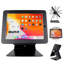 Load image into Gallery viewer, CarrieCathy Desktop Anti-Theft Security Kiosk POS Stand Holder Enclosure for 10.2" 2021 iPad 9th Gen 2020 iPad 8th Gen 2019 iPad 7th Gen, Flip & 360° Swivel Design