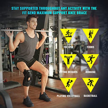 Load image into Gallery viewer, Fit Geno Hinged Knee Brace for Meniscus Tear: Upgraded Support for Knee Pain w/Dual Metal Hinges & Side Spring Stabilizers - Adjustable for Men and Women w/Torn ACL MCL PCL LCL Hyperextension Sprain