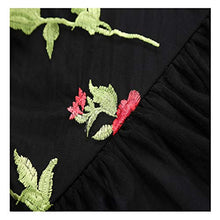 Load image into Gallery viewer, Women Vintage 1950s Embroidered Rose Cocktail Party Swing Dress Gatsby Princess Retro Valentine’s Day Evening Midi Skirt Gown Black - Short Sleeve M