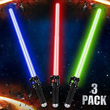 Load image into Gallery viewer, TOY Life Light Up Saber - 3 Pack Lightup Sabers, Telescopic Extendable & Collapsable Laser Sword, LED Light Sword Set with Motion Sensitive FX Sound, Light Up Swords for Kids Adults