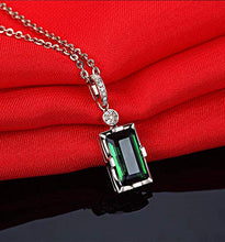 Load image into Gallery viewer, EASTCODE 14K Rose Gold Diamond Pendant Natural Emerald Blue Rectangle Necklace for Women Peridot Bizuteria Gemstone Jade Jewelry Pendant