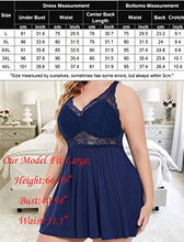 Load image into Gallery viewer, Avidlove Women Lace Modal Sleepwear Plus Size Chemises Sexy Full Slip Babydoll Nightgown Navy Blue