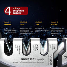 Load image into Gallery viewer, Amesser Handheld Professional Knife Sharpener - 4 Stage sharpeners with Anti·Slip Mat, Quickly Sharpening and Honing Non·Serrated Blades, Suitable for Scissors, Cut Resistant Glove Included (Black)