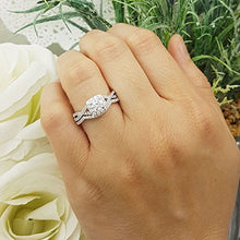 Load image into Gallery viewer, Dazzlingrock Collection 1.80 Carat (ctw) 10K Round Cubic Zirconia CZ Bridal Halo Engagement Ring Set, White Gold, Size 7.5