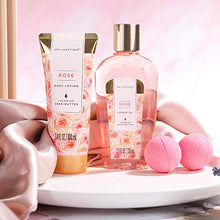 Load image into Gallery viewer, Spa Luxetique Spa Gift Basket, Rose Bath Gift Baskets, Bath Gifts for Women, Luxury 8 Pcs Home Bath Gift Set Includes Bath Bombs, Bath Salts, Bubble Bath, Body Lotion, Best Gift Set for Women.