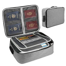 Load image into Gallery viewer, AHXNBDR Safe Document Organizer Box with Handle for Home Office, File Organizer Bag with Lock, Portable Document Storage Bags, Multi-Layer Important File case for Travel Passport, Certificates, Grey