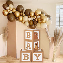 Load image into Gallery viewer, Teddy Bear Baby Shower Boxes for Birthday Party Decorations – 4 Brown BABY Balloon Boxes With Teddy Bears Printed,Baby Blocks for First Birthday Boys Girls Babyshower Decorations Gender Reveal Backdrop