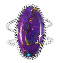 Load image into Gallery viewer, Turquoise Ring Sterling Silver 925 Genuine Gemstones Size 6 to 11 (Purple Turquoise) (9)