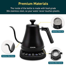 Load image into Gallery viewer, COSORI Electric Gooseneck Kettle Smart Bluetooth with Variable Temperature Control, Pour Over Coffee Kettle & Tea Kettle, 100% Stainless Steel Inner Lid & Bottom, Quick Heating, Matte Black