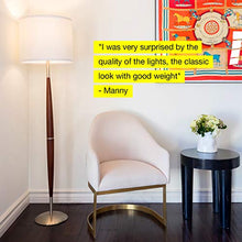 Load image into Gallery viewer, Brightech Lucas - Mid Century Modern Floor Lamp For Bedroom Reading - Brighten Living Room Corners with A Free Standing Light - Tall Office Lighting With Drum Shade & Handsome Wood Finish